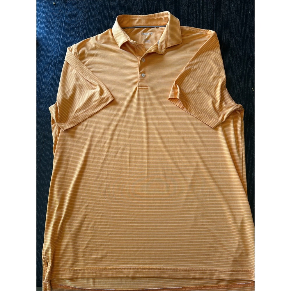 johnnie-O Prep-Performance Orange White Micro Stripe Polo Shirt Mens L
